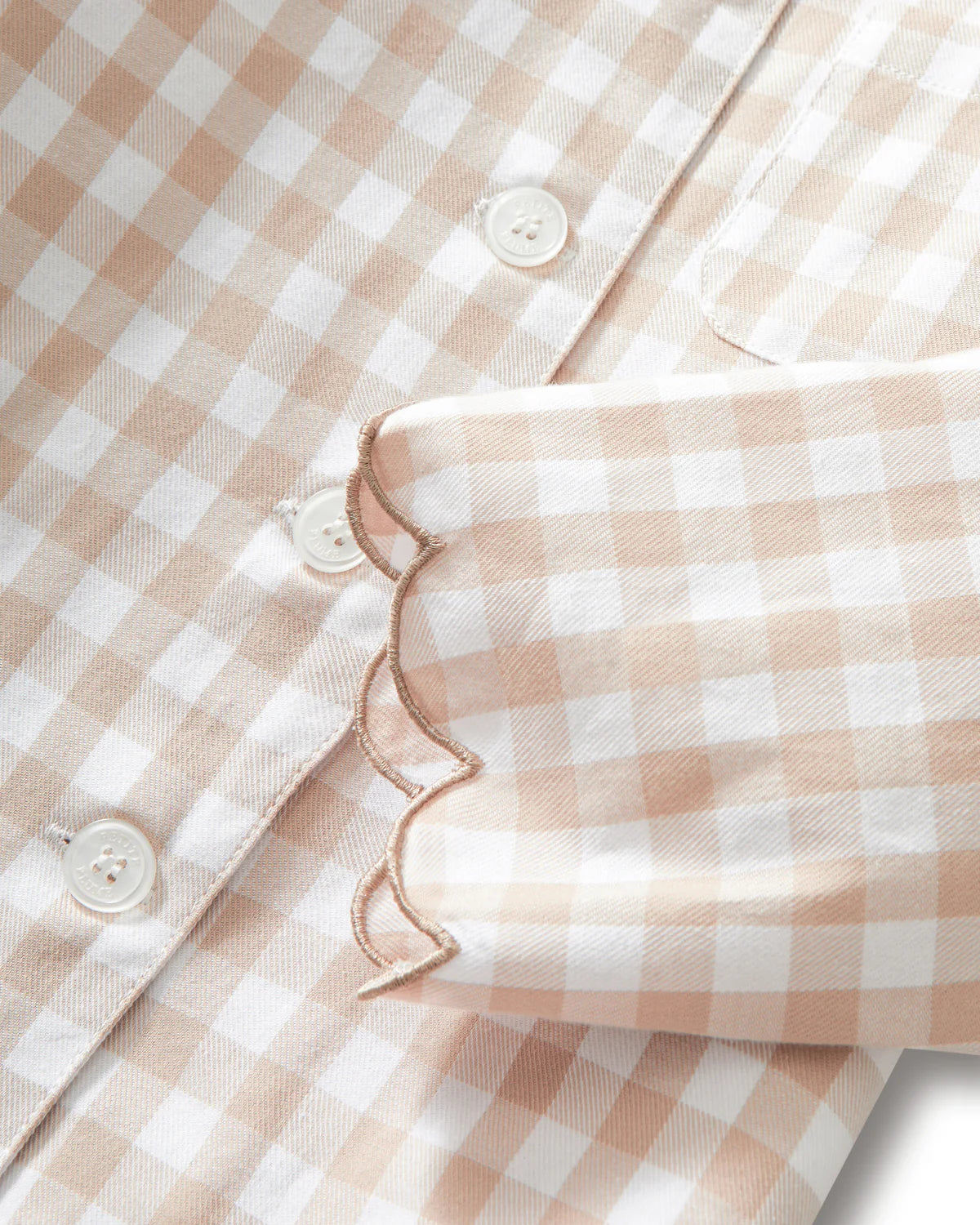 Camel Gingham Long Sleeve Pajama Set