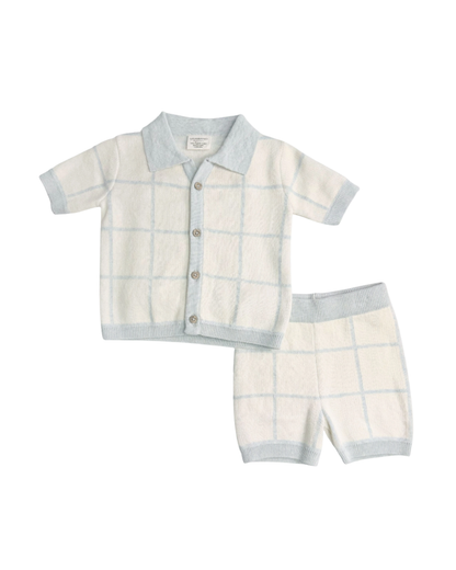 Checked Jacquard Shirt & Shorts Set
