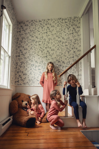 Dusty Pink Pointelle Bear Patch Nightgown