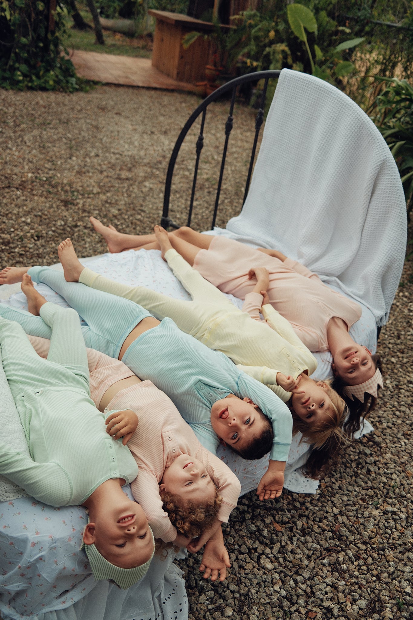Blue Ribbed Henley Long Sleeve Pajama Set