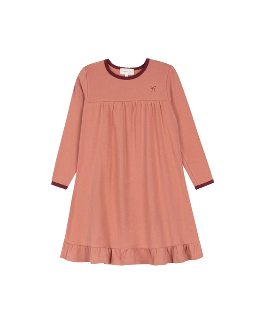 Dusty Pink Pointelle Bear Patch Nightgown