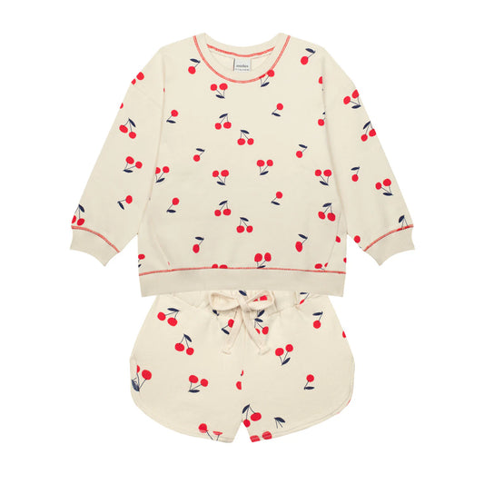 Cherry Print 3 PLY Sweatshirt & Short Set