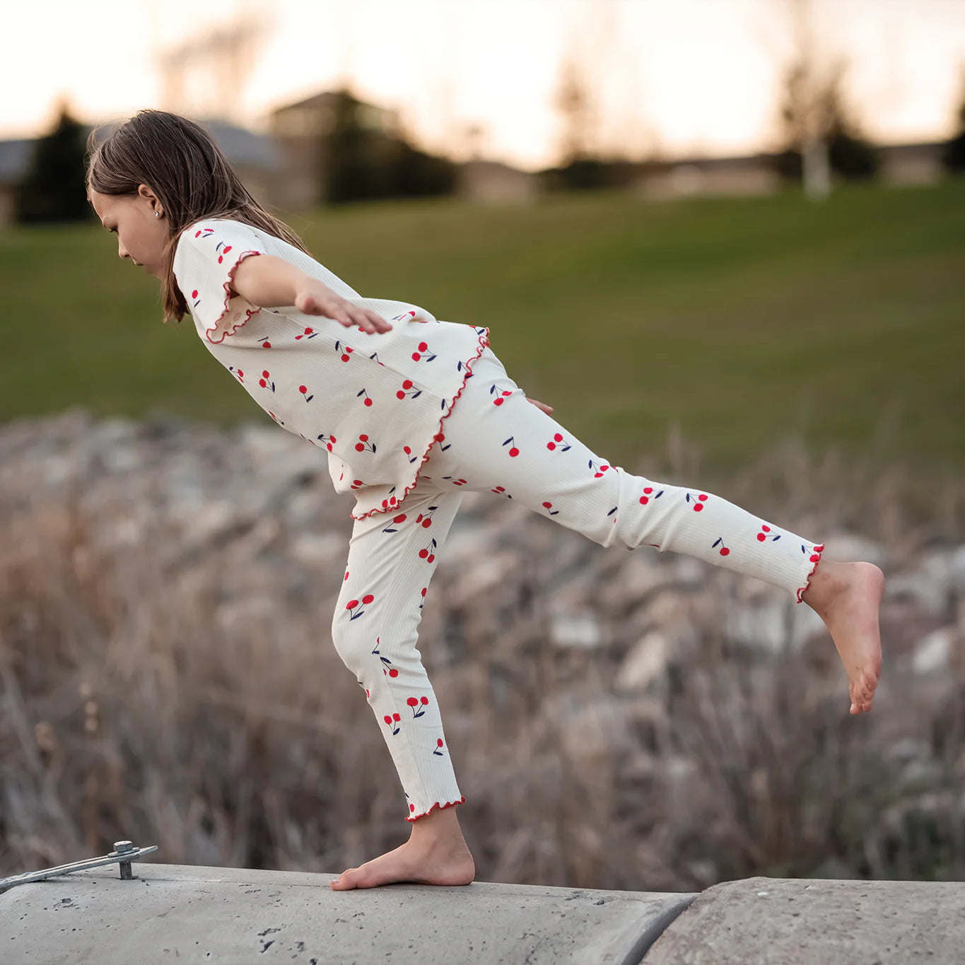 Cherry Print Long Pyjama