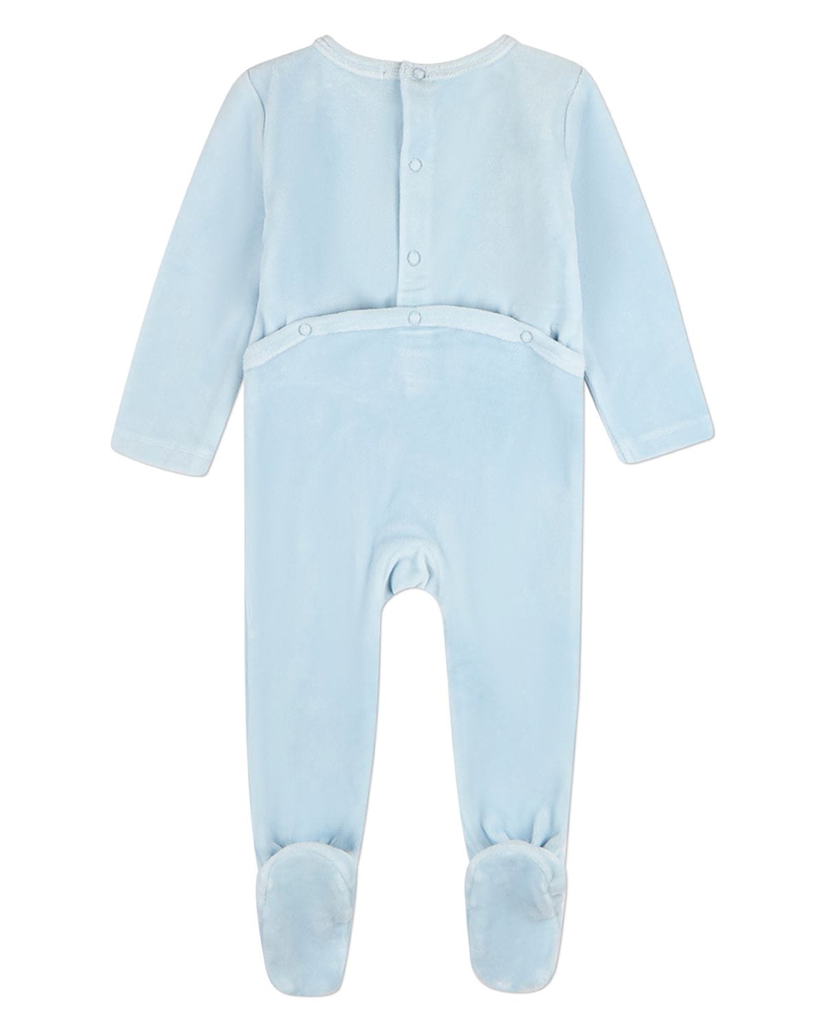 Blue Bunny Meets Chic Velour Footie with Beanie