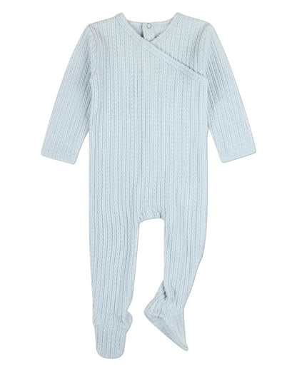 Blue Delicate Link Patterned Footie with Beanie