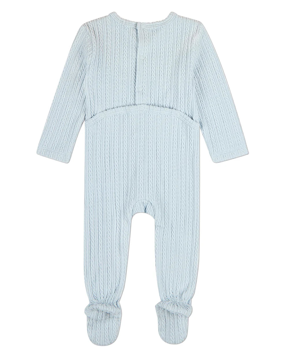 Blue Delicate Link Patterned Footie with Beanie