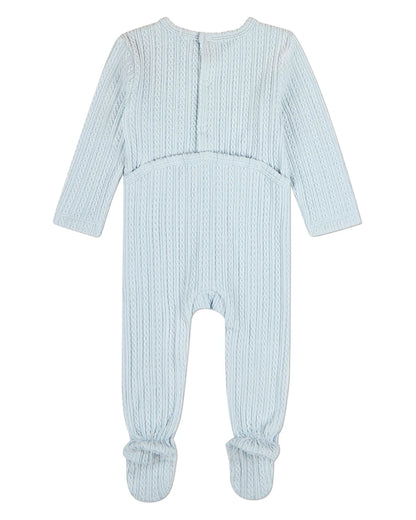 Blue Delicate Link Patterned Footie with Beanie