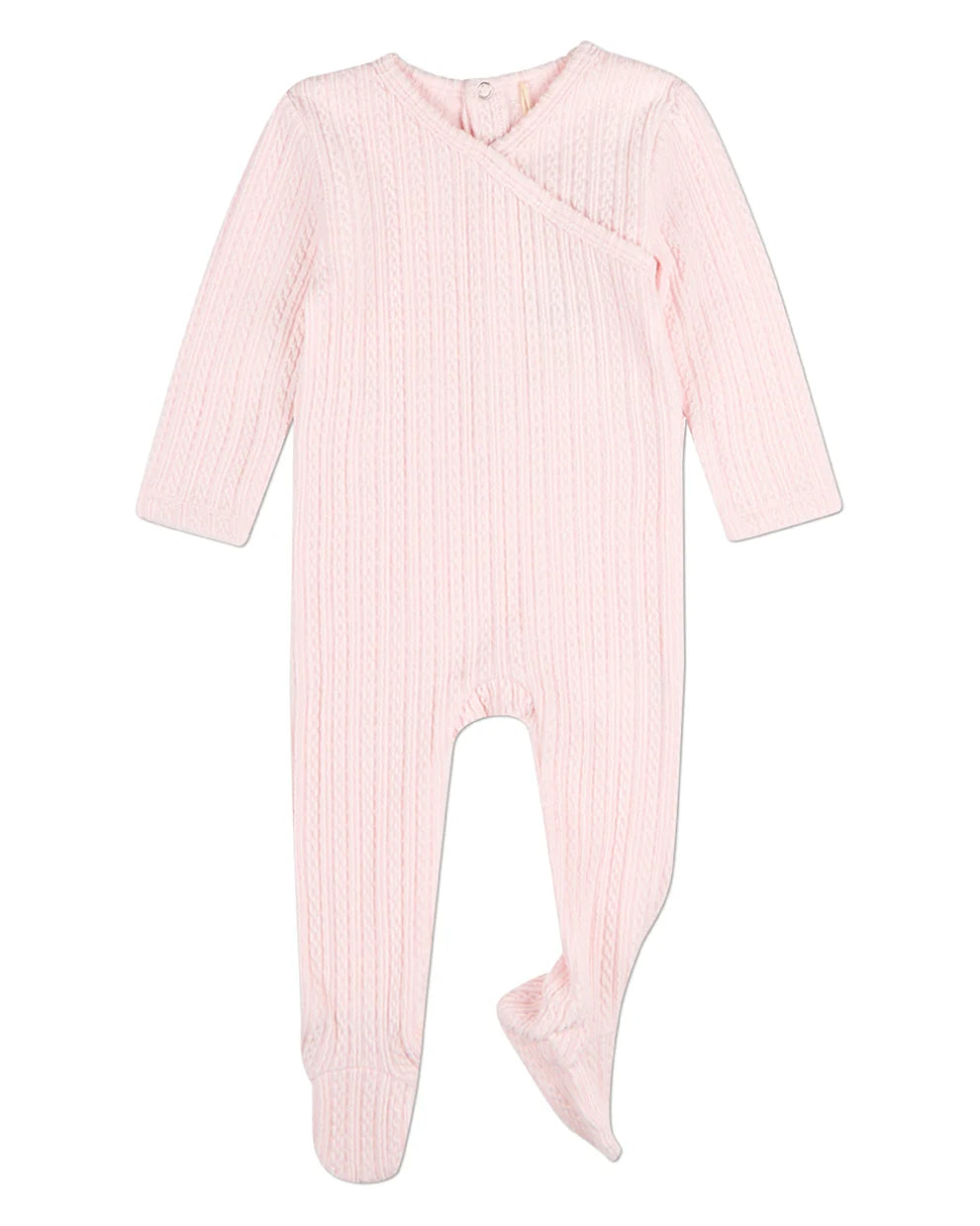 Pink Delicate Link Patterned Footie with Beanie