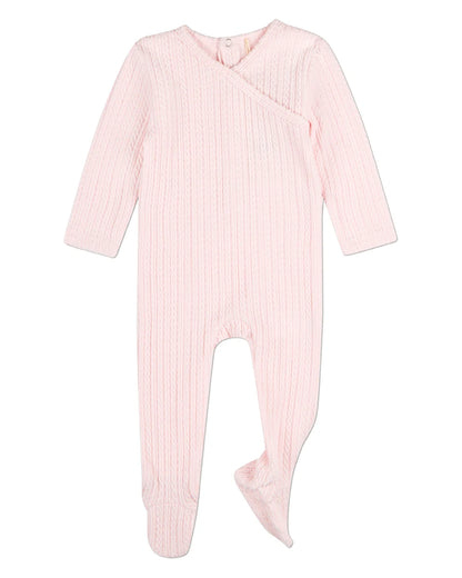 Pink Delicate Link Patterned Footie with Beanie