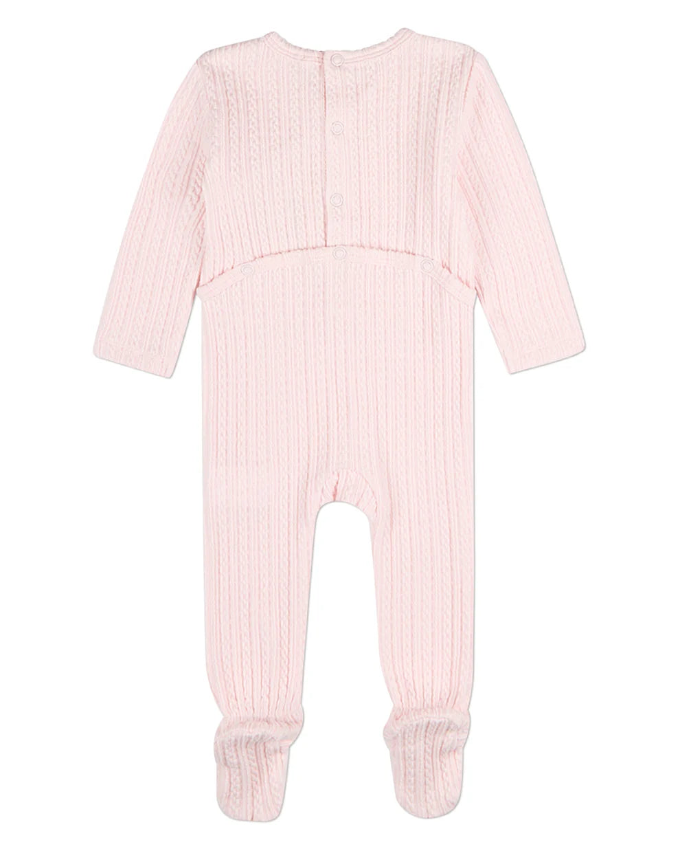 Pink Delicate Link Patterned Footie with Beanie