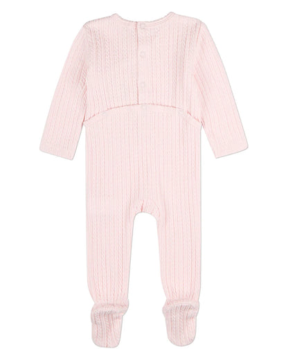 Pink Delicate Link Patterned Footie with Beanie