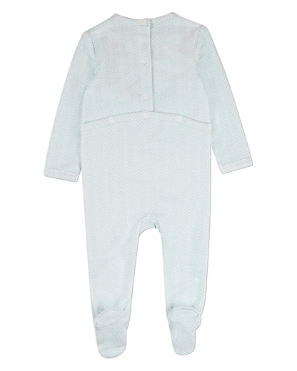 Blue Snuggly Bear Chevron Footie