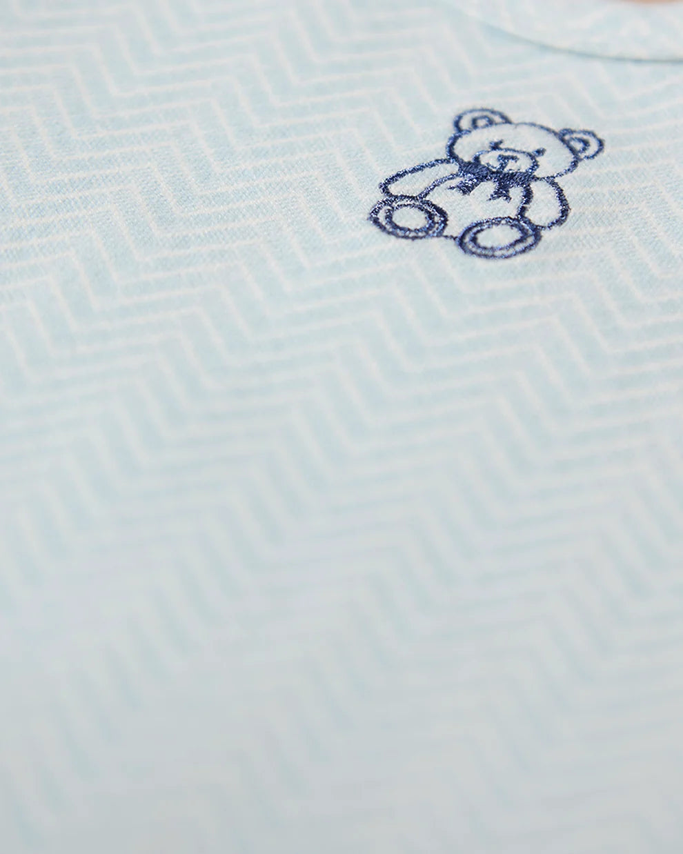 Blue Snuggly Bear Chevron Footie