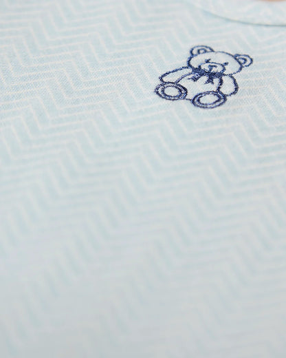 Blue Snuggly Bear Chevron Footie