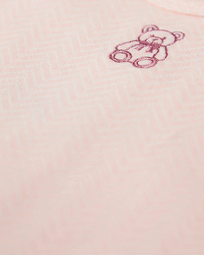 Pink Snuggly Bear Chevron Footie