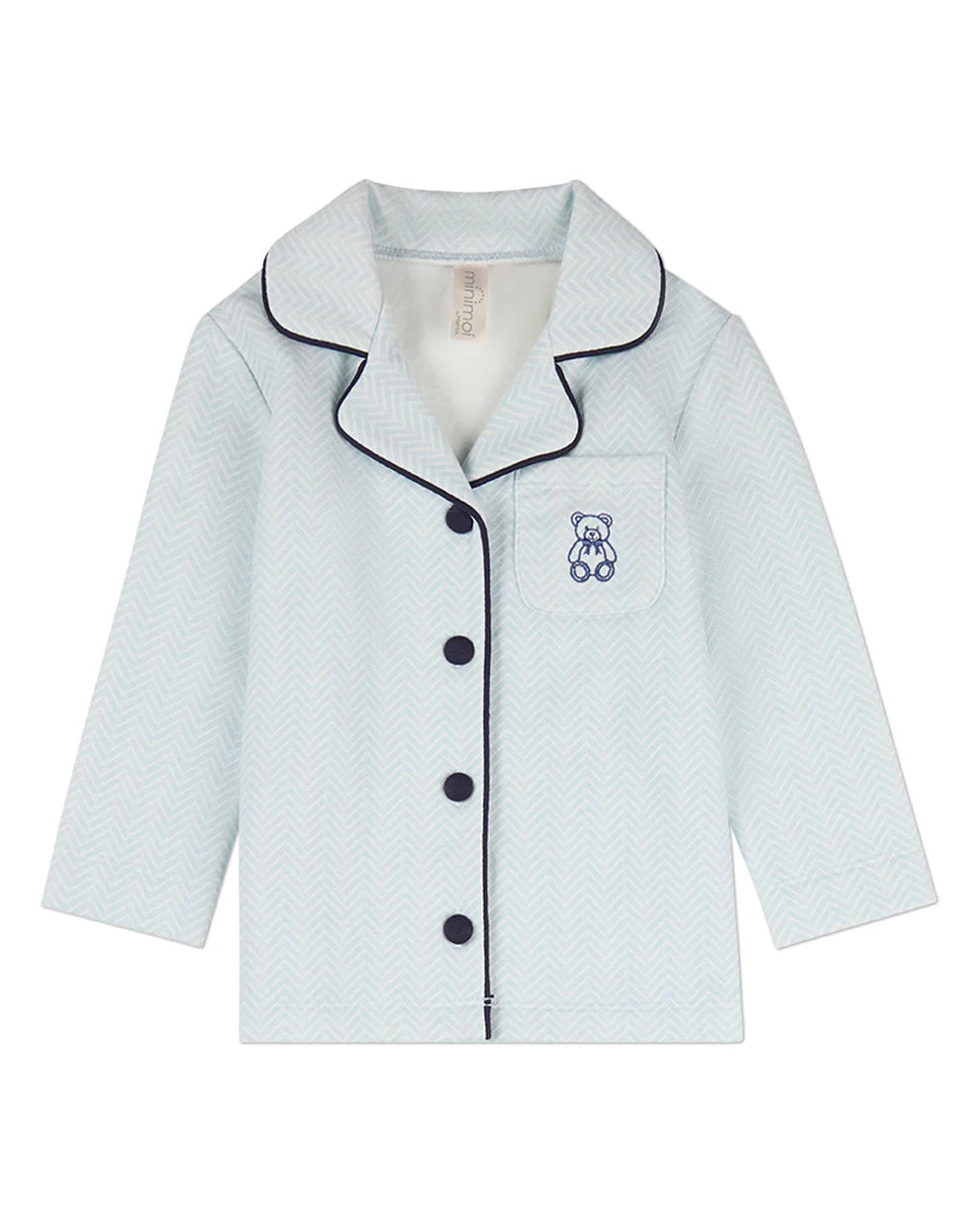 Blue Snuggly Bear Chevron Long Sleeve Pajama Set