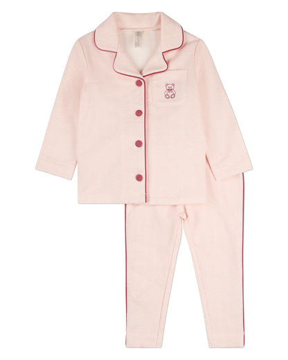 Pink Snuggly Bear Chevron Long Sleeve Pajama Set