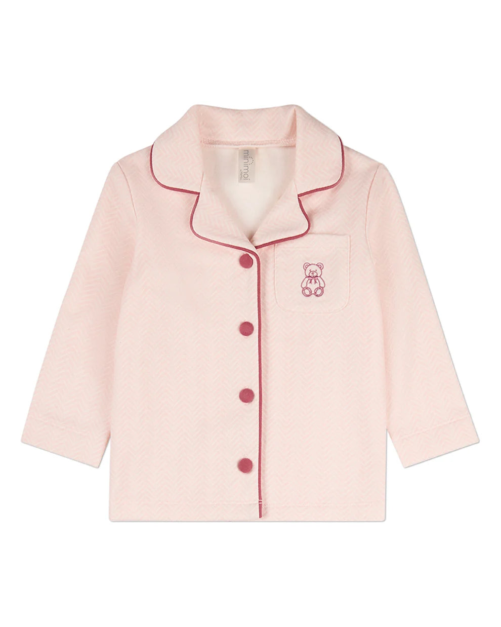 Pink Snuggly Bear Chevron Long Sleeve Pajama Set
