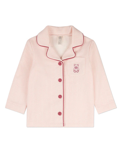 Pink Snuggly Bear Chevron Long Sleeve Pajama Set