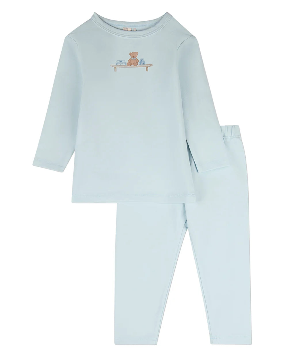 Blue Bear On A Shelf Long Sleeve Pajama Set
