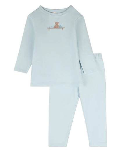 Blue Bear On A Shelf Long Sleeve Pajama Set
