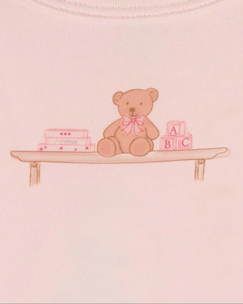 Pink Bear On A Shelf Long Sleeve Pajama Set