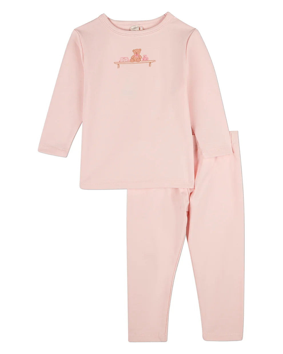 Pink Bear On A Shelf Long Sleeve Pajama Set