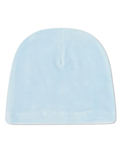 Blue Bunny Meets Chic Velour Footie with Beanie