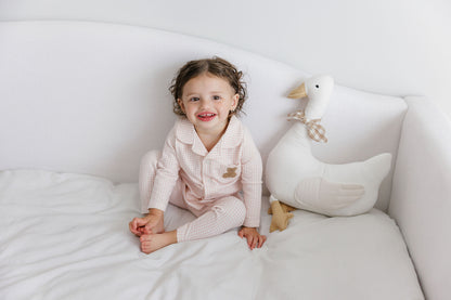 Pink Gingham Teddy Long Sleeve Pajama Set