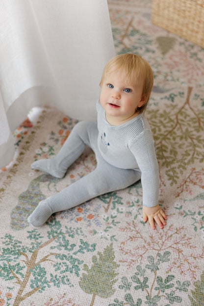 Stripe Ivory Blue Footie