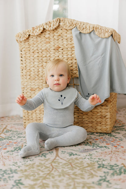 Stripe Ivory Blue Footie