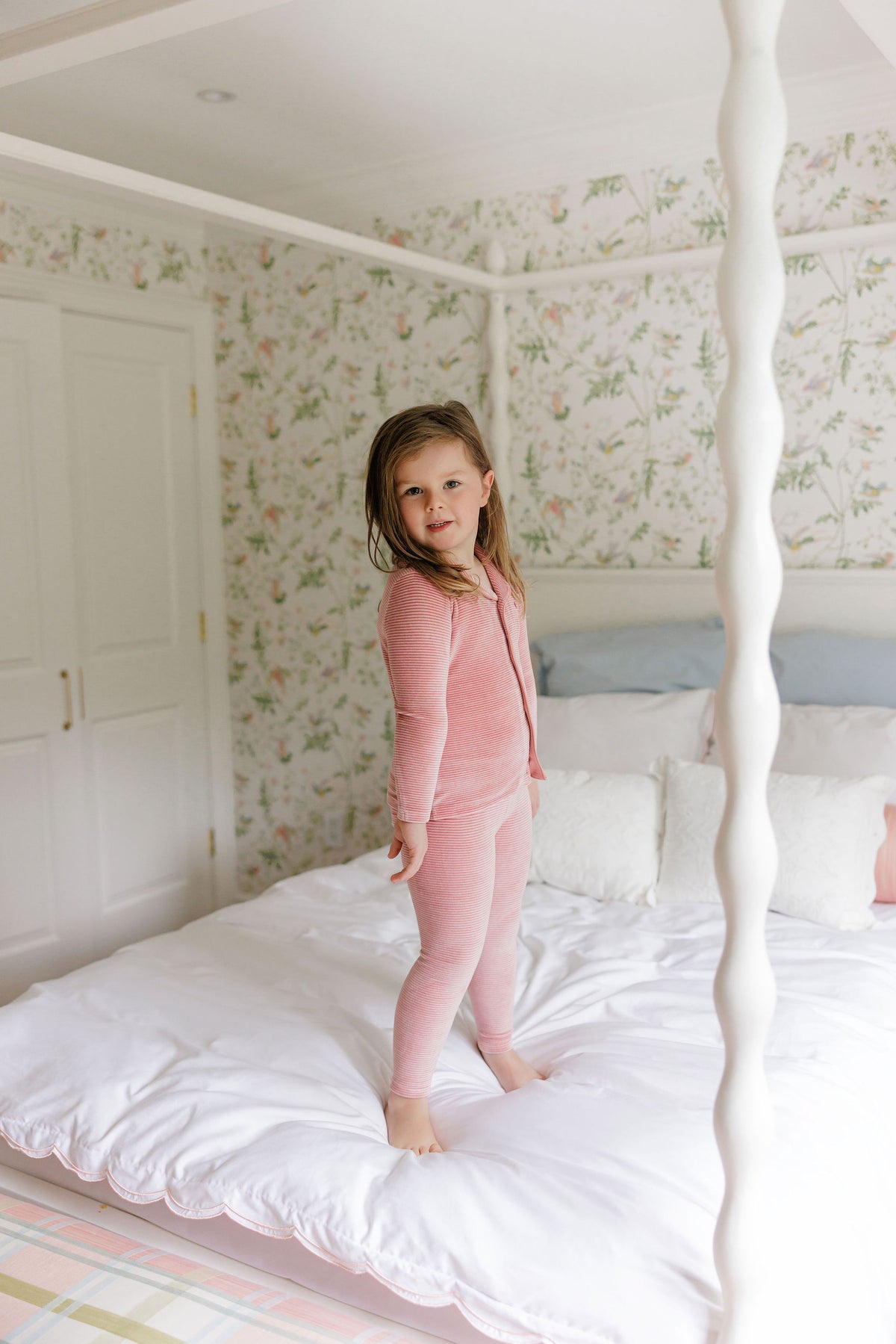 Stripe Pink Velour Long Sleeve Pajama Set