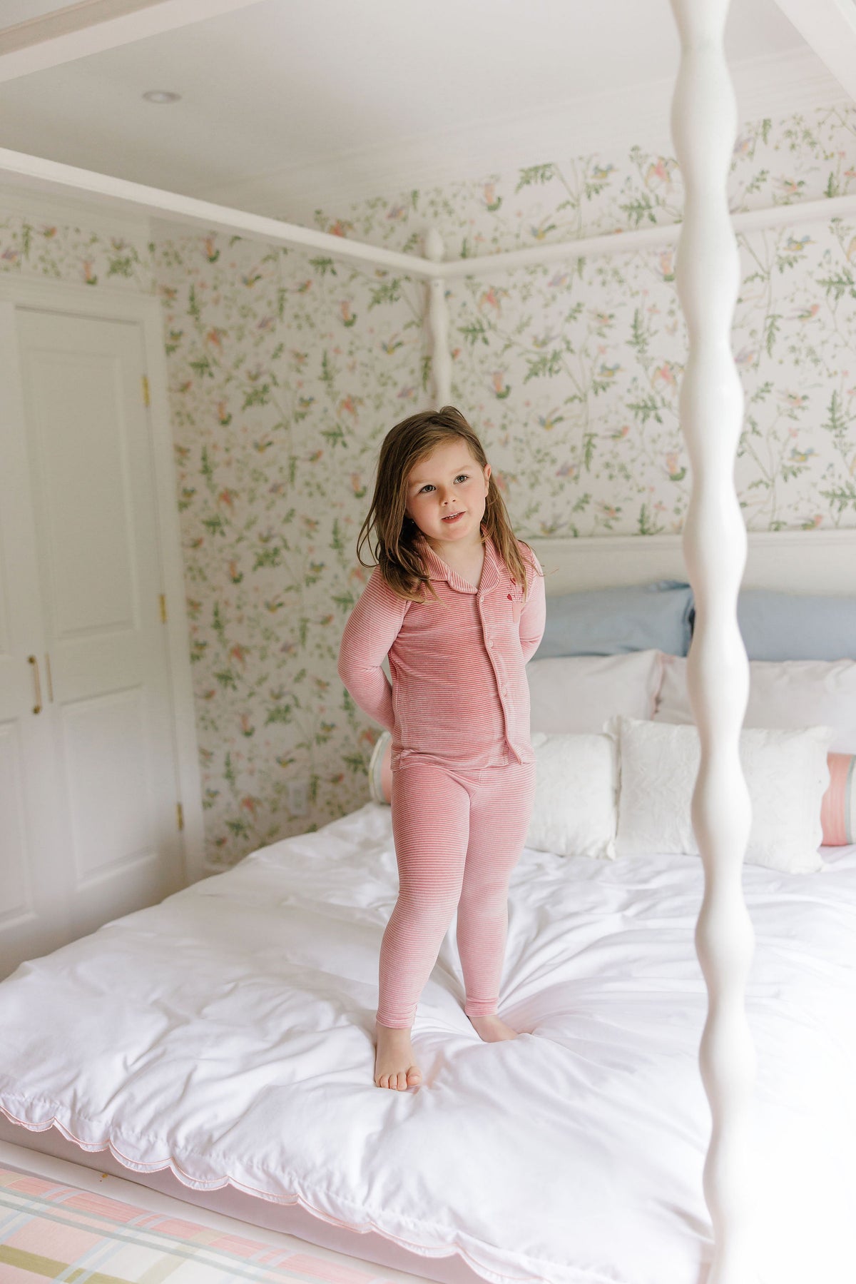 Stripe Pink Velour Long Sleeve Pajama Set