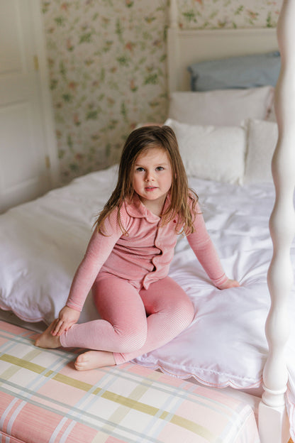 Stripe Pink Velour Long Sleeve Pajama Set