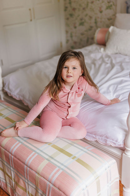 Stripe Pink Velour Long Sleeve Pajama Set