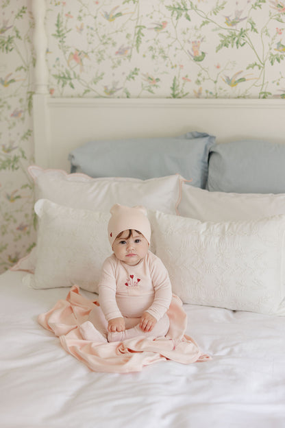 Stripe Ivory Pink Footie