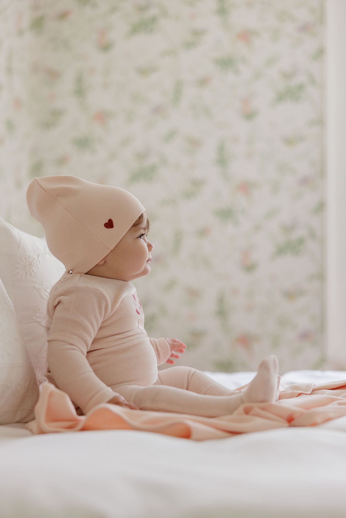 Stripe Ivory Pink Footie