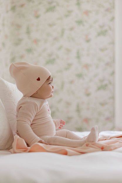 Stripe Ivory Pink Footie
