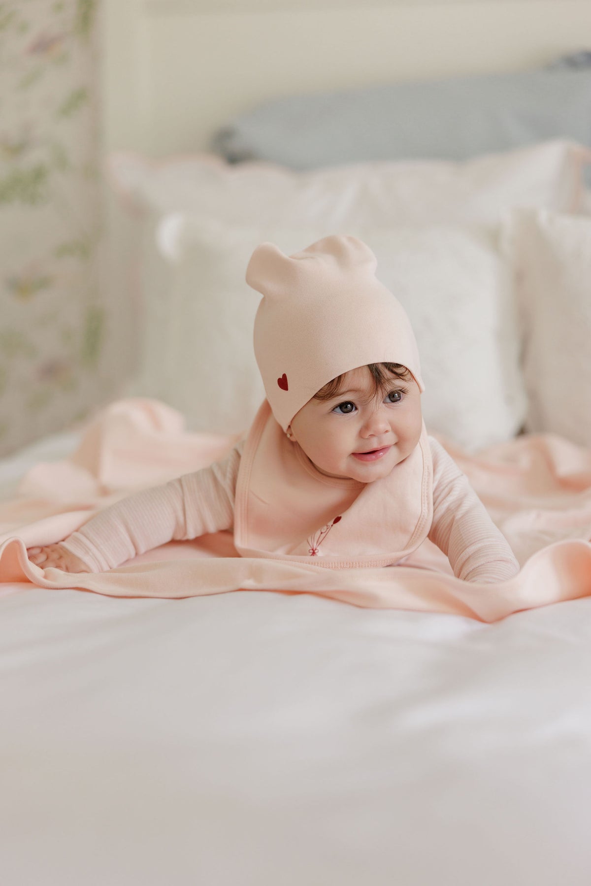 Stripe Ivory Pink Footie