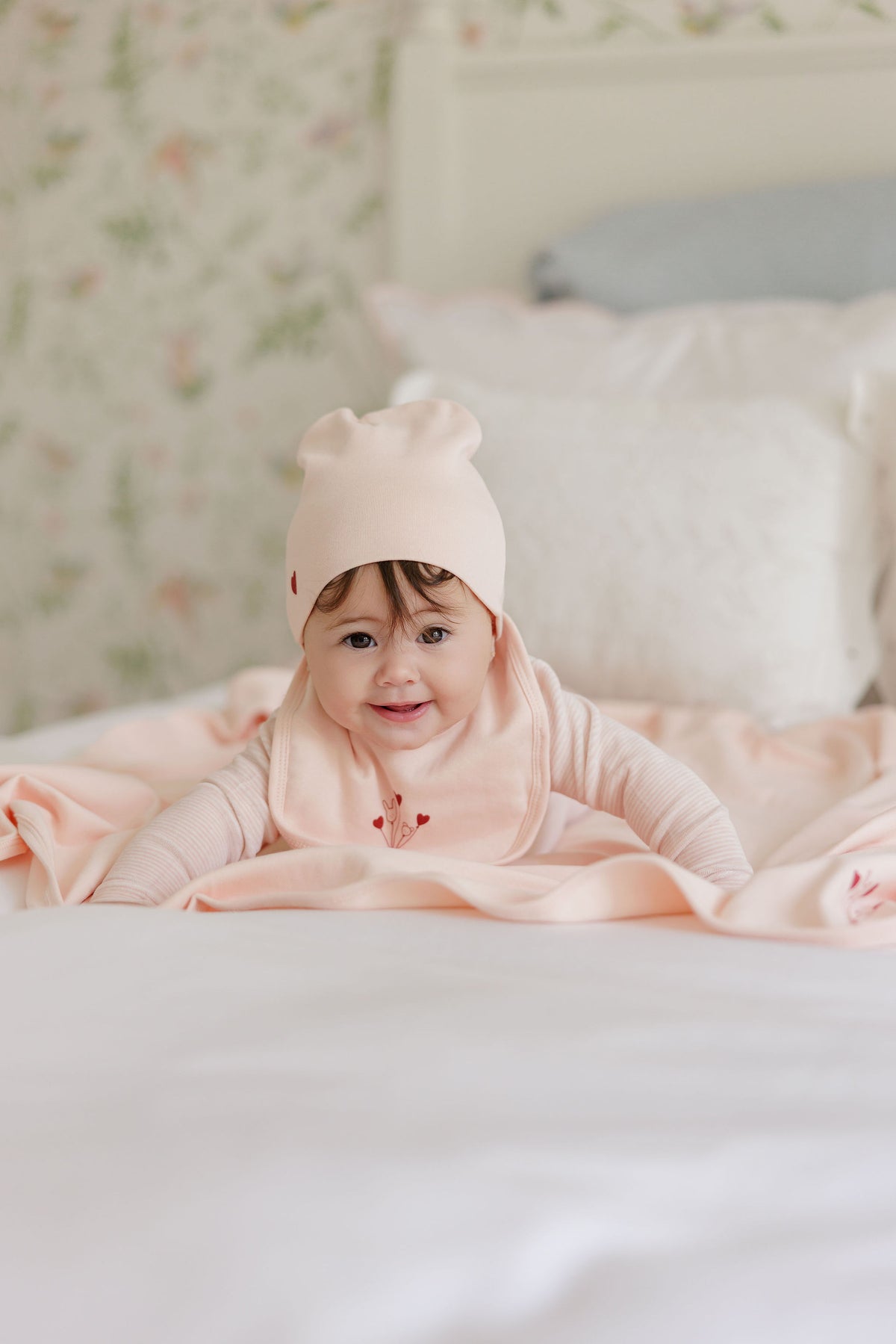 Stripe Ivory Pink Footie