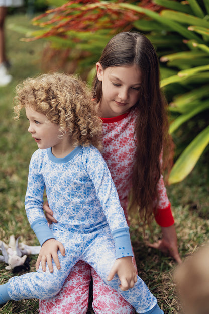 Crystal Blue Toile Long Sleeve Pajama Set