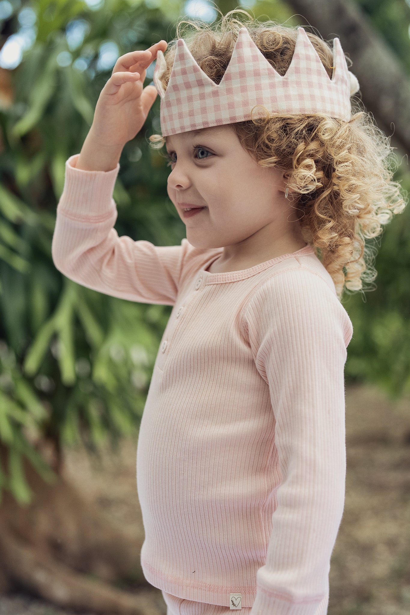Pink Ribbed Henley Long Sleeve Pajama Set