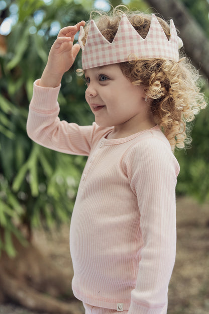 Pink Ribbed Henley Long Sleeve Pajama Set