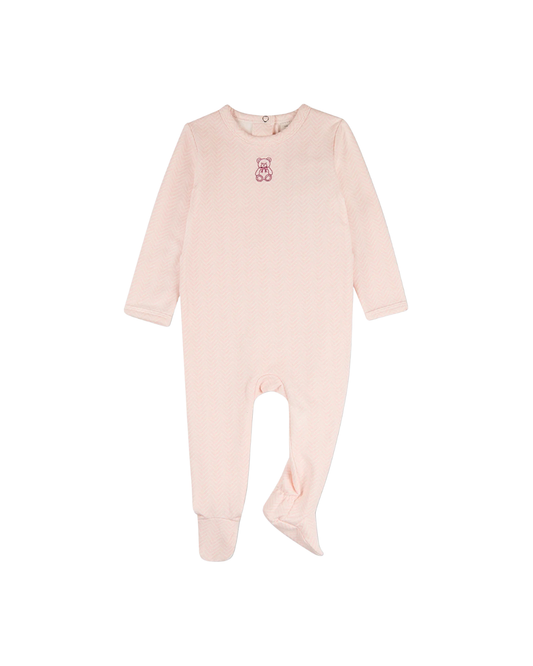 Pink Snuggly Bear Chevron Footie