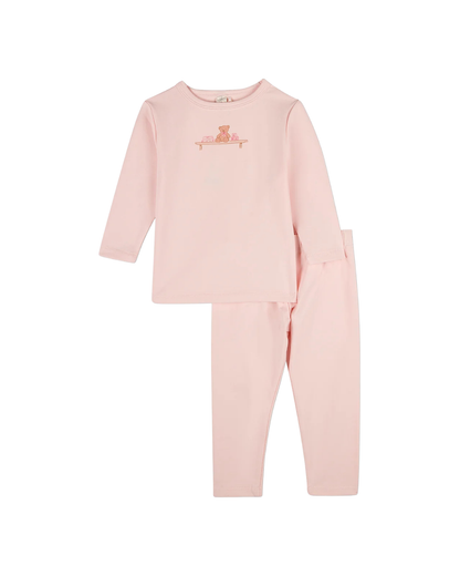 Pink Bear On A Shelf Long Sleeve Pajama Set