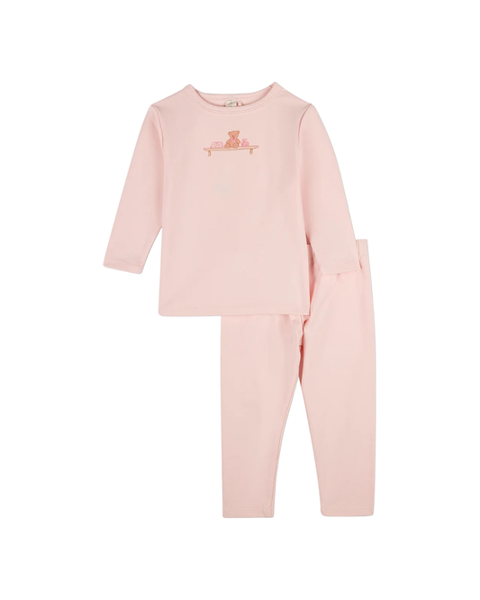 Pink Bear On A Shelf Long Sleeve Pajama Set
