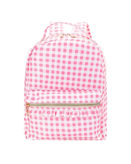 Pink Plaid Ruffle Girls Backpack