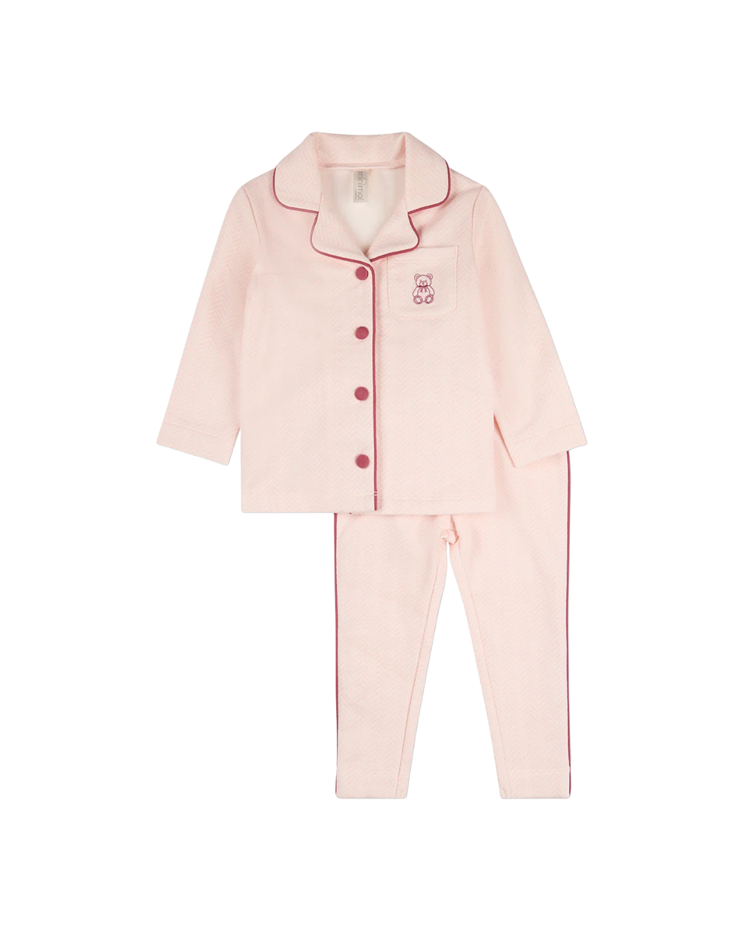 Pink Snuggly Bear Chevron Long Sleeve Pajama Set