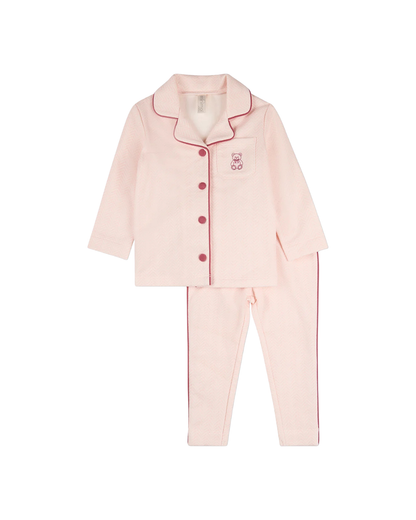 Pink Snuggly Bear Chevron Long Sleeve Pajama Set
