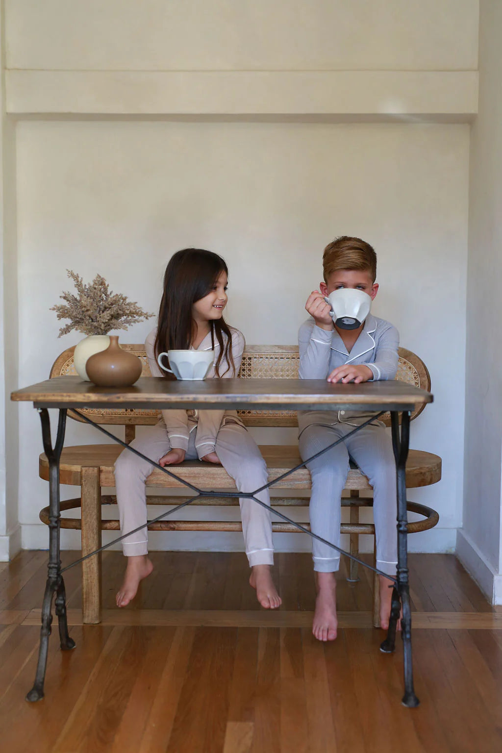 Ribbed Grandpa PJ Dusty Blue